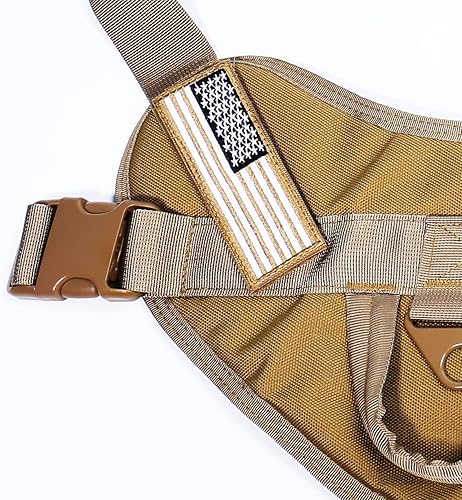 Miniatura 5 de Arnés táctico para perros grandes, arnés para perros de servicio, arnés sin tirones para mascotas con parche, chaleco de estilo militar, arnés