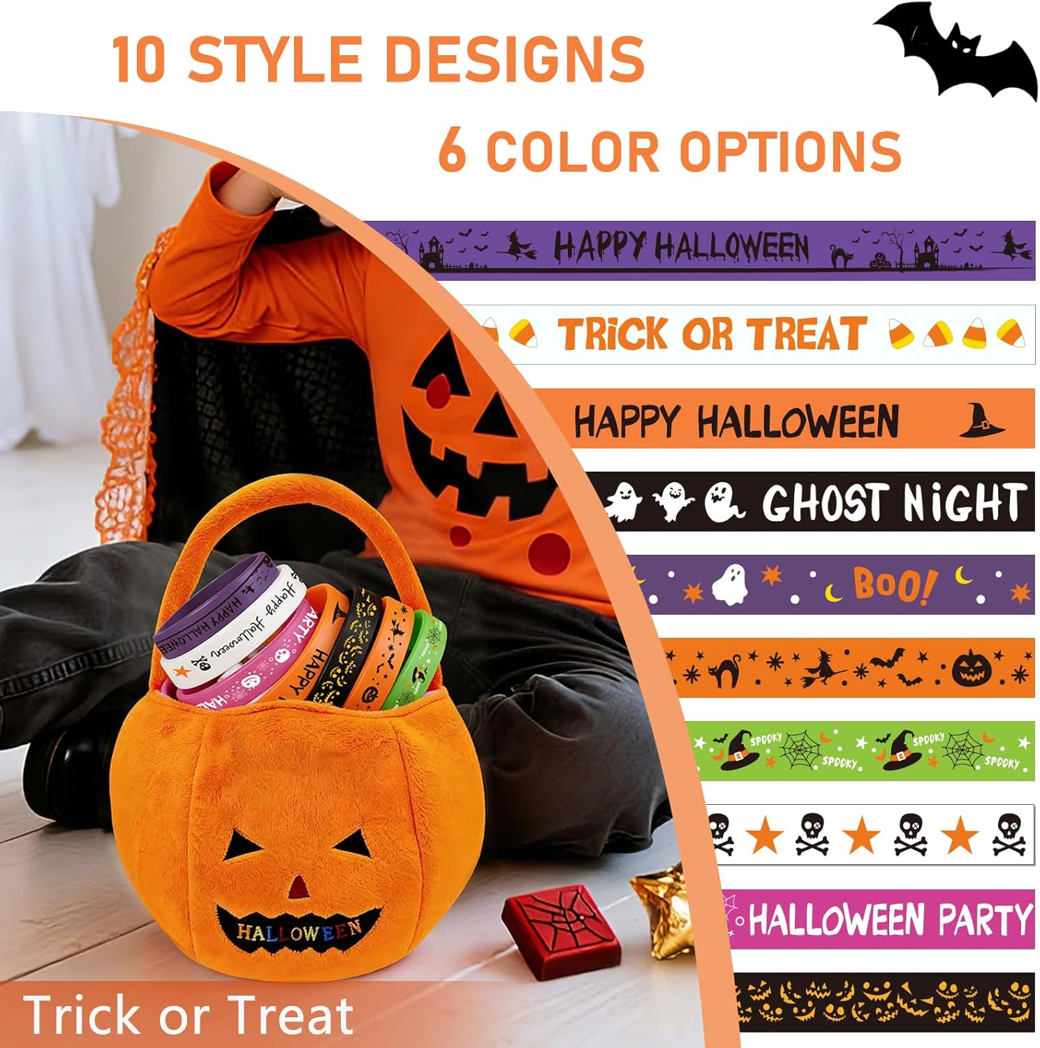 30Pcs Magic Witch Rubber Bracelets for Wicked Party Favors, Horror Silicone Bracelets Ghost Spider Spooky Theme Costume Party Accessories for Goodie Bag Fillers (10 Designs) - Image 6