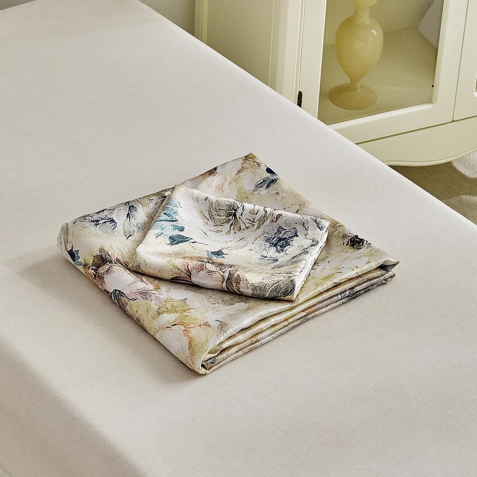 DuShow Satin Floral Cot Bed Duvet Cover Set-Toddler Duvet Cover And Pillowcase For Girls And Boys Yellow-120 X 150 cm - Image 4