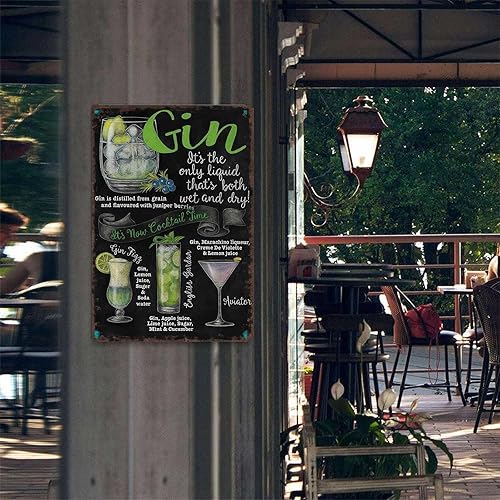 Miniatura 5 de Funny Metal Tin Signs Classic Gin Tonic Metal Sign Poster Wall Art for Dorm Home Garage Office Decor 8X12inch