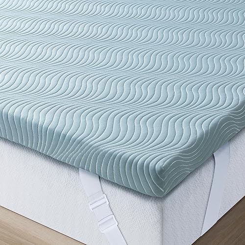 UniPon 4 Inch Memory Foam Mattress Topper King, Charcoal Foam Mattress Topper Bed Topper with Ice Silk Ingredient Cover, Soft & Cooling, CertiPUR-US