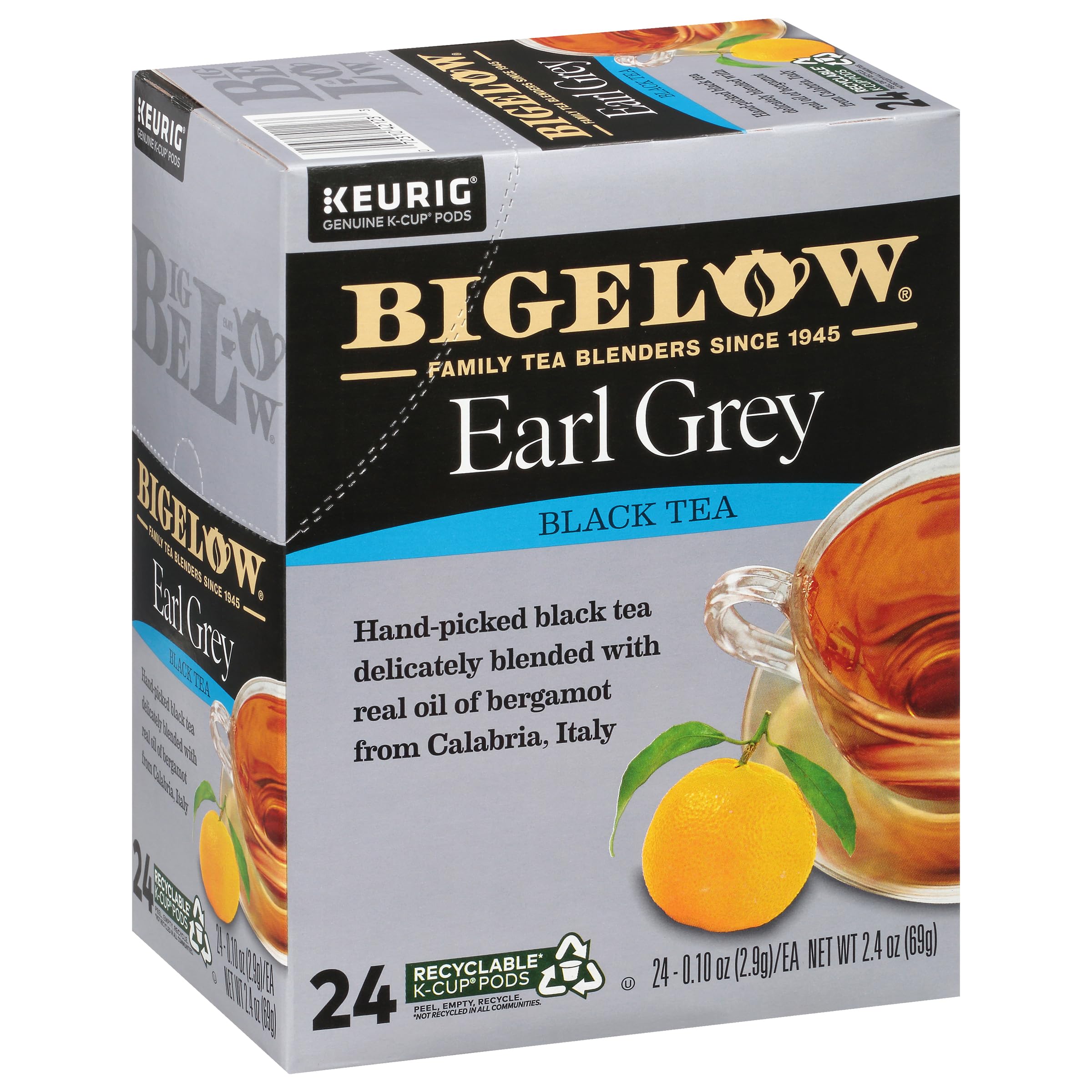Bigelow Tea Earl Grey Black Tea Keurig K-Cup Pods, Caffeinated Tea Keurig Tea Pods, 24 Count Box (Pack of 4), 96 Total K-Cup Pods