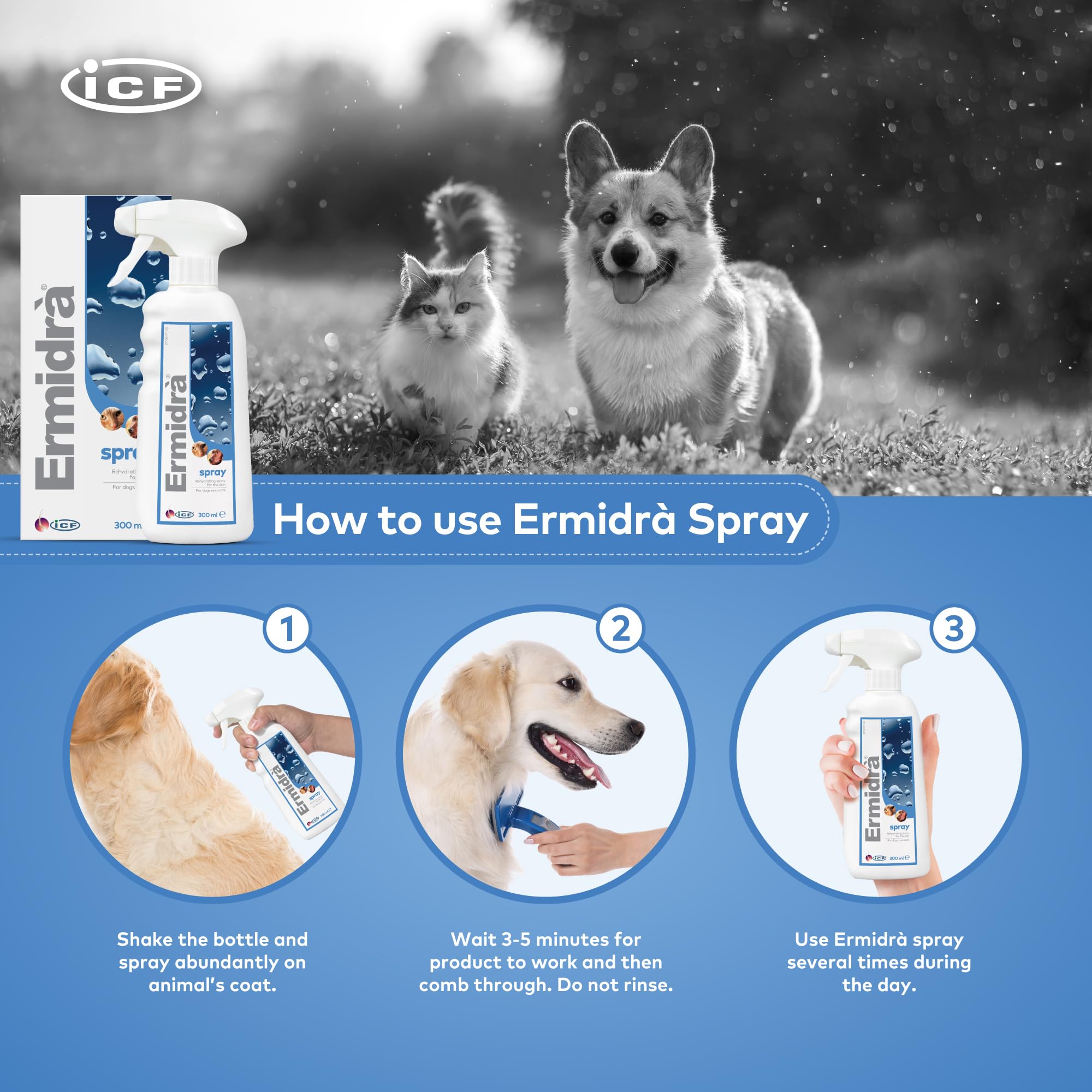 Icf Ermidra Suchy Szampon dla Zwierząt, 300 ml