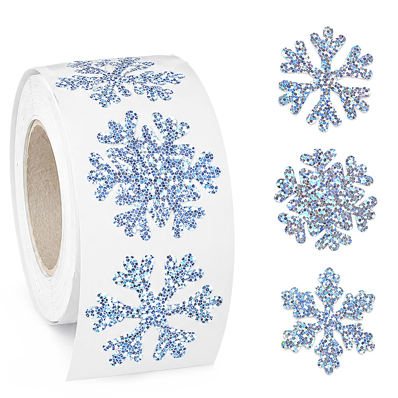 500 Pcs Glitter Snowflake Christmas Stickers for Windows, Cards and Crafts