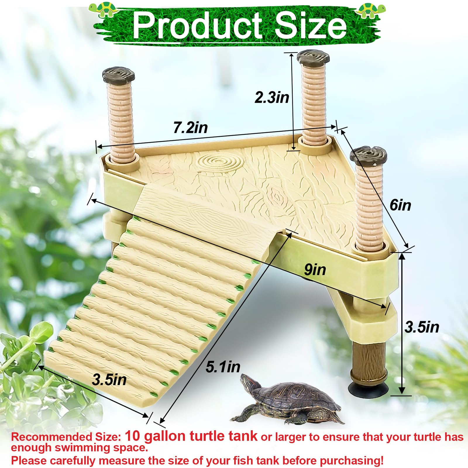 PINVNBY Turtle Basking Platform - Resin Floating Dock With Suction Cups, Reptile Resting Rock For Aquarium Or Terrarium - View #3
