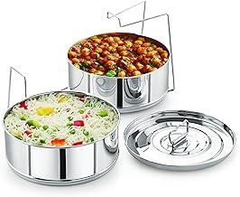 LNM Steamer Cooker Pans Stackable Stainless Steel Insert Pans - Instant Pot Insert - Instapot Pan - Pressure Cooker Steamer Pan - FITS 6 Quarts and Above - Single Size Stackable Insert Pans Fits All