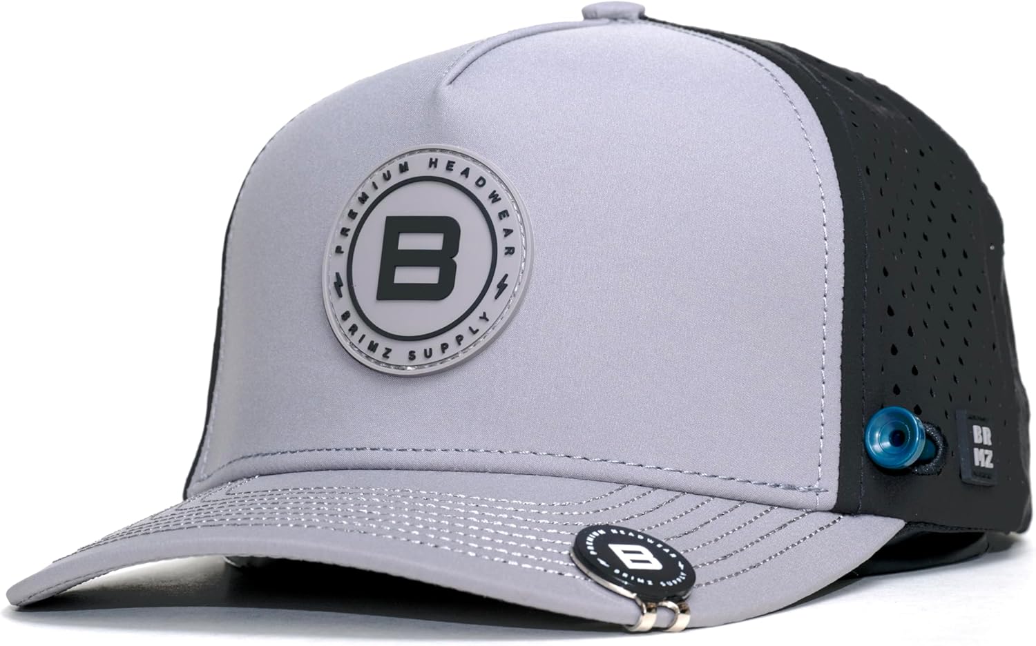 BRIMZ Golf Performance Hat - Tee Holder & Magnetic Ball Marker - Breathable, Sweat & Water Resistant Golfing Snapback Hat