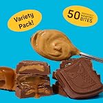 AWAKE - Morceaux de chocolat caféiné - 50mg Caféine - Boîte de variétés (3 Les arômes), 50 Nombre - Beurre d'arachide, lait, & Caramel - Bites énergétiques - Alternative de café - Commerce équitable, sans gluten, non GMO - 0.48oz