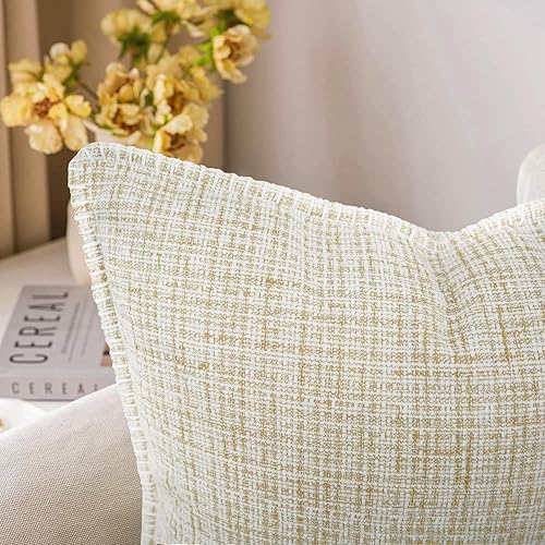 Miniatura 3 de Merrycolor Juego de 2 fundas de almohada de felpilla beige de 18 x 18 pulgadas, fundas de almohada con textura suave con borde cosido, fundas