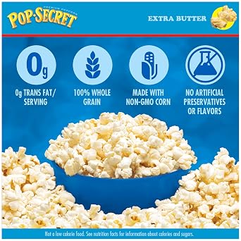Pop Secret Microwave Popcorn, Extra Butter Flavor, 3.2 Oz Sharing Bags, 3 Ct