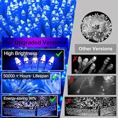 Miniatura 6 de 670 luces LED de Navidad con 148 gotas, 66 pies, 12 modos de luces colgantes de cadena de hielo con temporizador y regulables e impermeables, luces