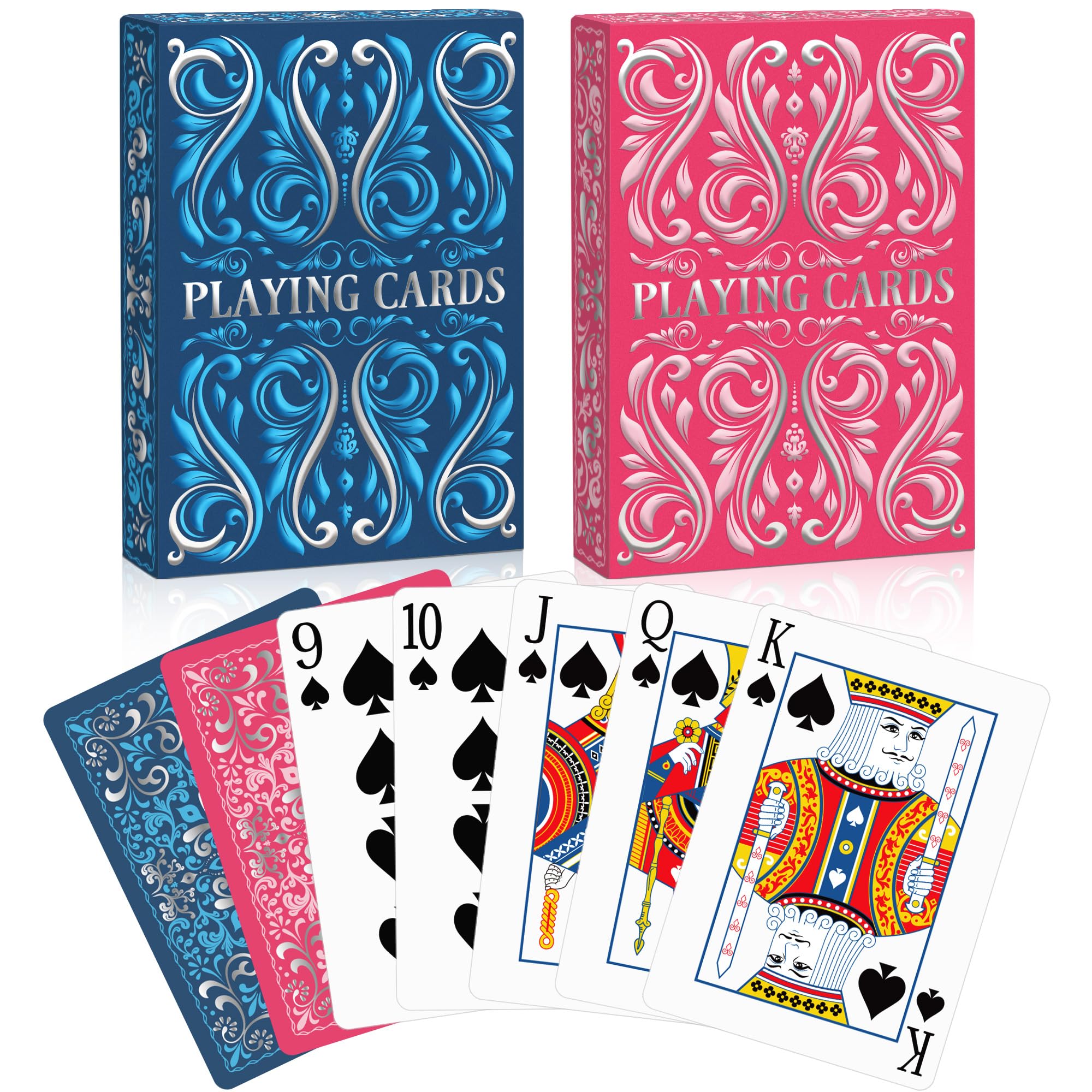 Juego de 2 cartas, baraja de cartas, cartas estándar para adultos, juego de cartas de póquer premium, baraja de cartas para Blackjack, Euchre, Canasta, noche de juego familiar, juegos de fiesta (azul