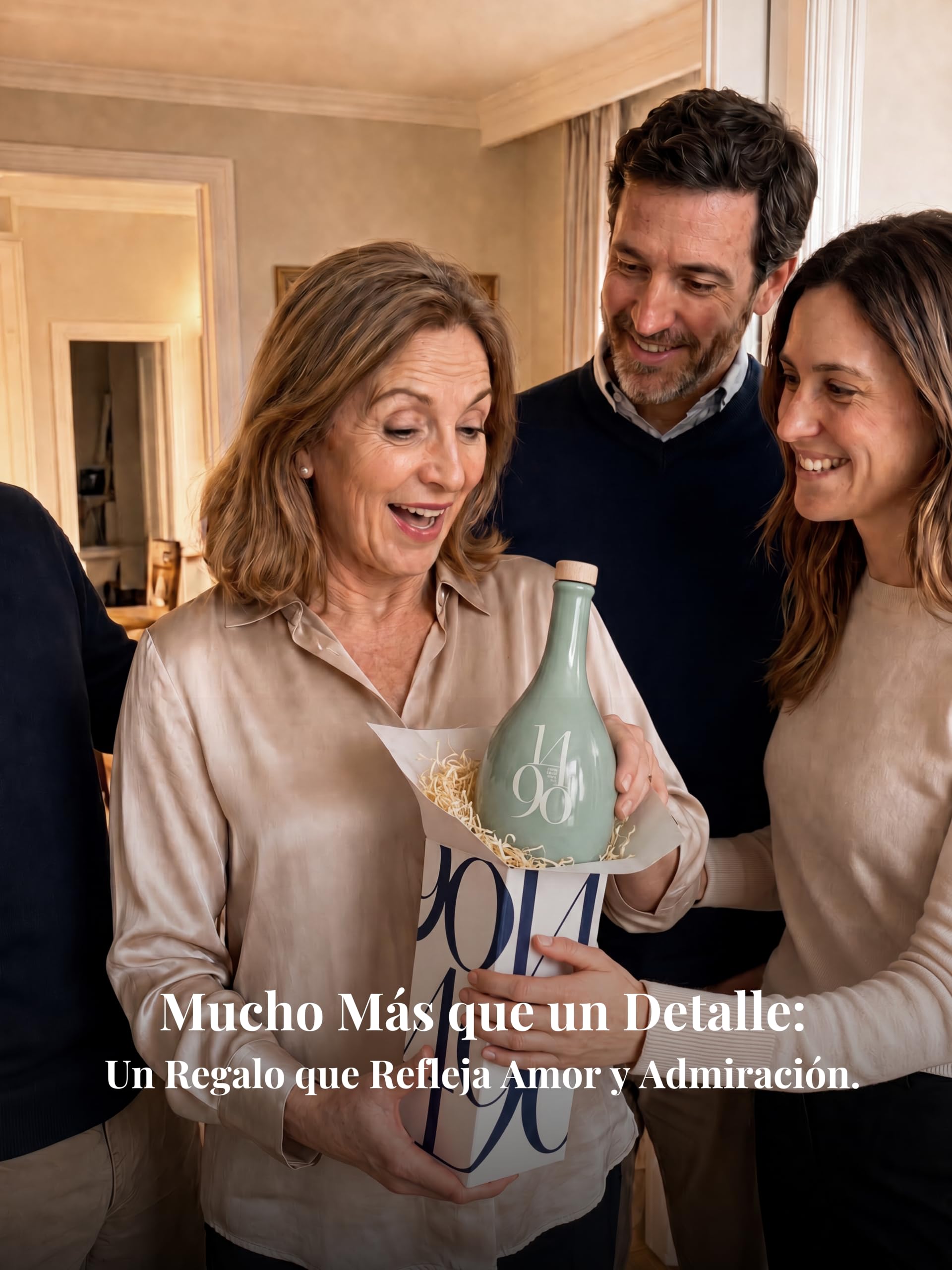 1490 Aceite de Oliva Virgen Extra - Regalo Gourmet Premium 500 ml - AOVE Picual Intenso Cosecha Temprana Extracción en Frío de Córdoba en Botella de Porcelana Pintada a Mano | Regalo de España