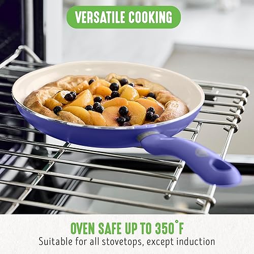 Vista 106 de GreenLife - Juego de batería de cocina antiadherente, de cerámica y agarre suave con utensilios Turquesa