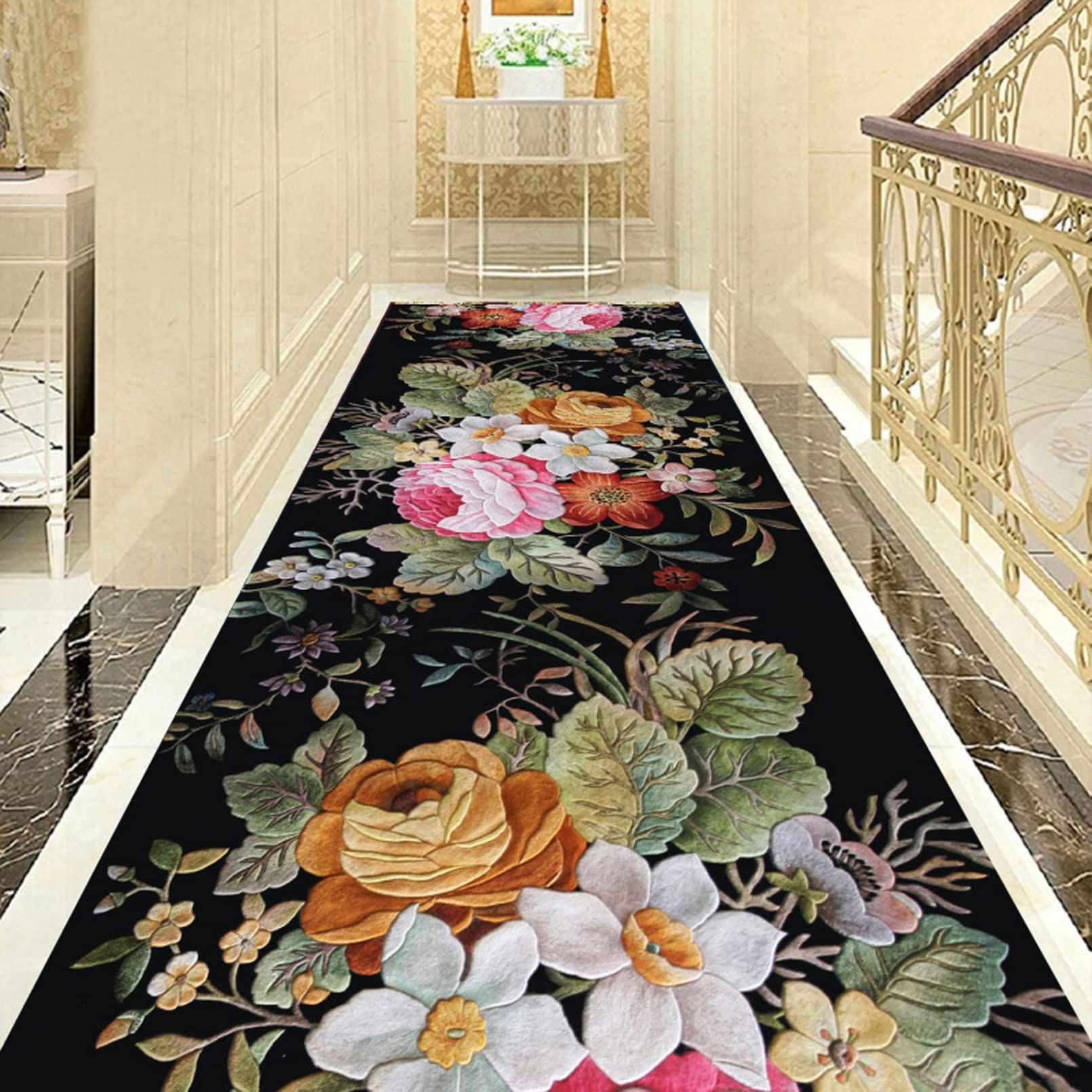 Tapis de couloir long 0.6m x 5m antidérapant et lavable AZMANI