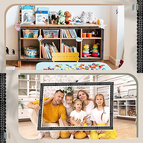 Miniatura 7 de 44 piezas de cuadritos y puntos troquelados, borde de tablón de anuncios, bordes de garabatos y puntos con 15 hojas de puntos de pegamento para