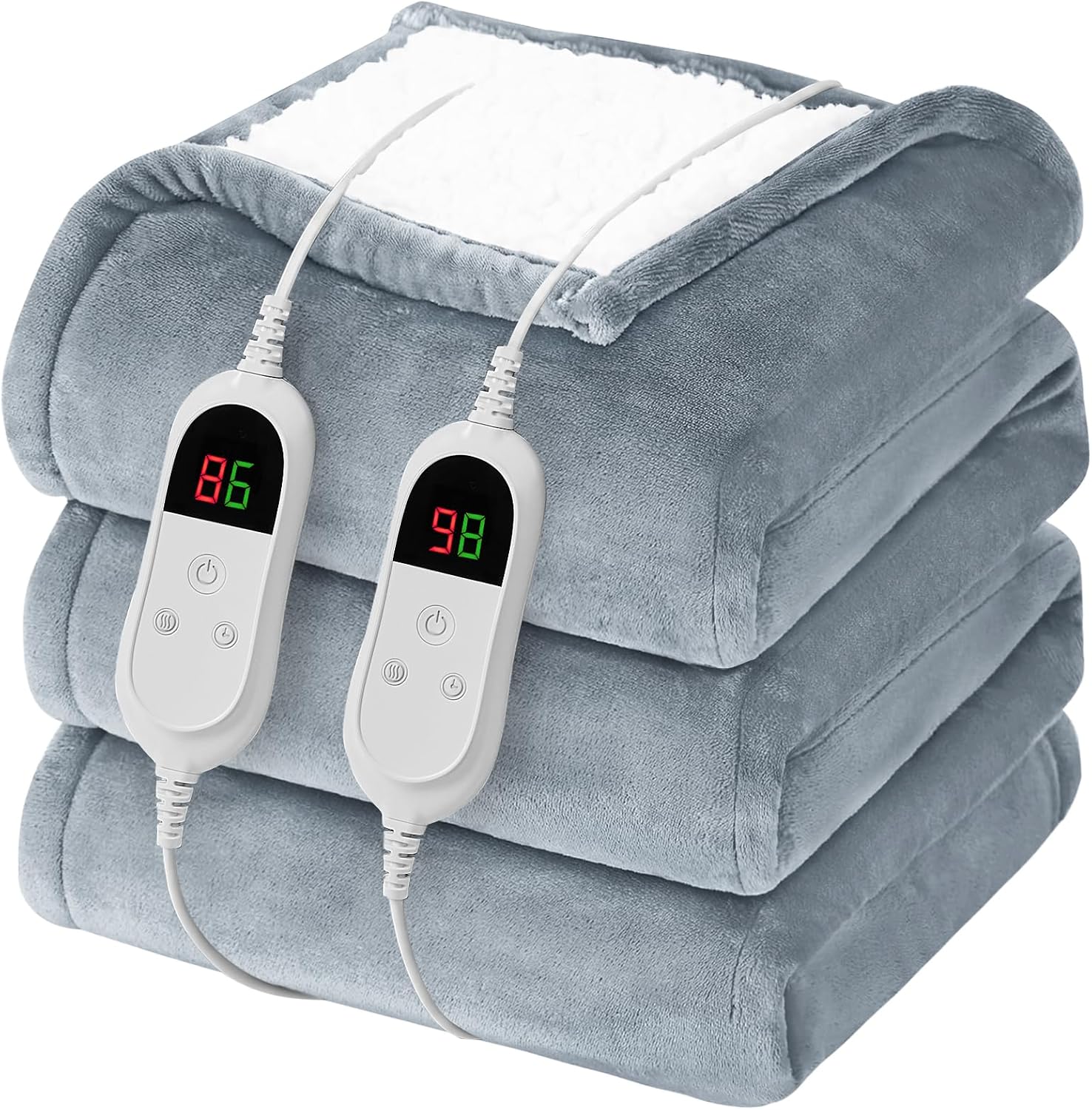 Heated Electric Blanket Queen Size, Dual Control 84" x 90“, Ash Gray