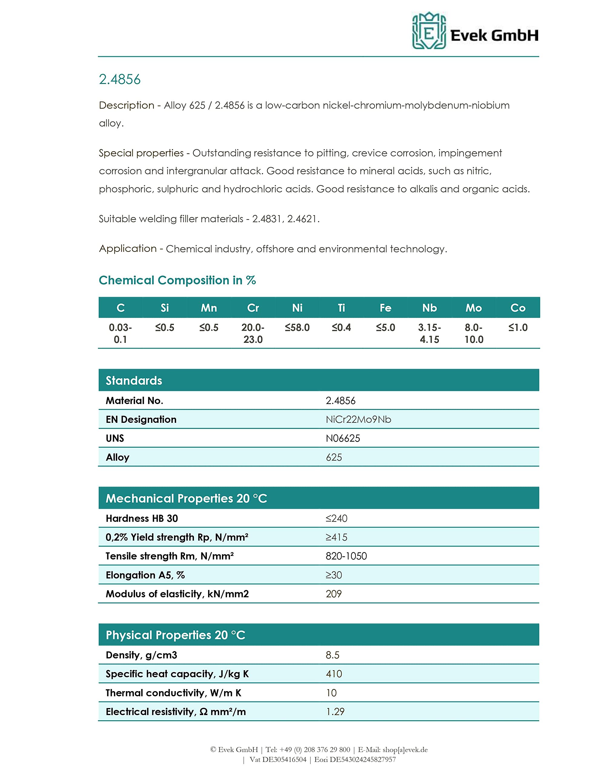 Inconel® N06625 - Lamiera in lega 625, 0,6 mm, 2.4856, taglio su misura, 150 x 300 mm.