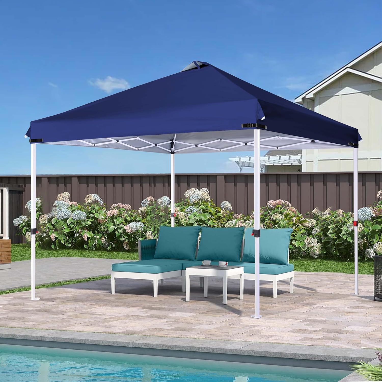 SCOCANOPY Replacement Top with Air Vent and Buckle for 10x10 Canopy Frame, Canopy Cover ONLY, (Navy Blue)