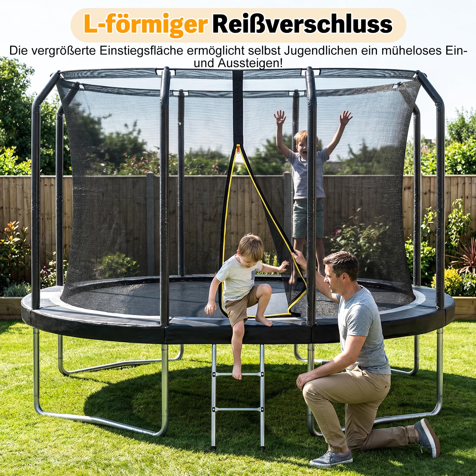 Devoko Outdoor Trampolin - Large Oval, 3 in 1 Familientrampolin Mit Sicherheitsnetz, Robuster Metallrahmen, Geeignet für Kinder und Erwachsene