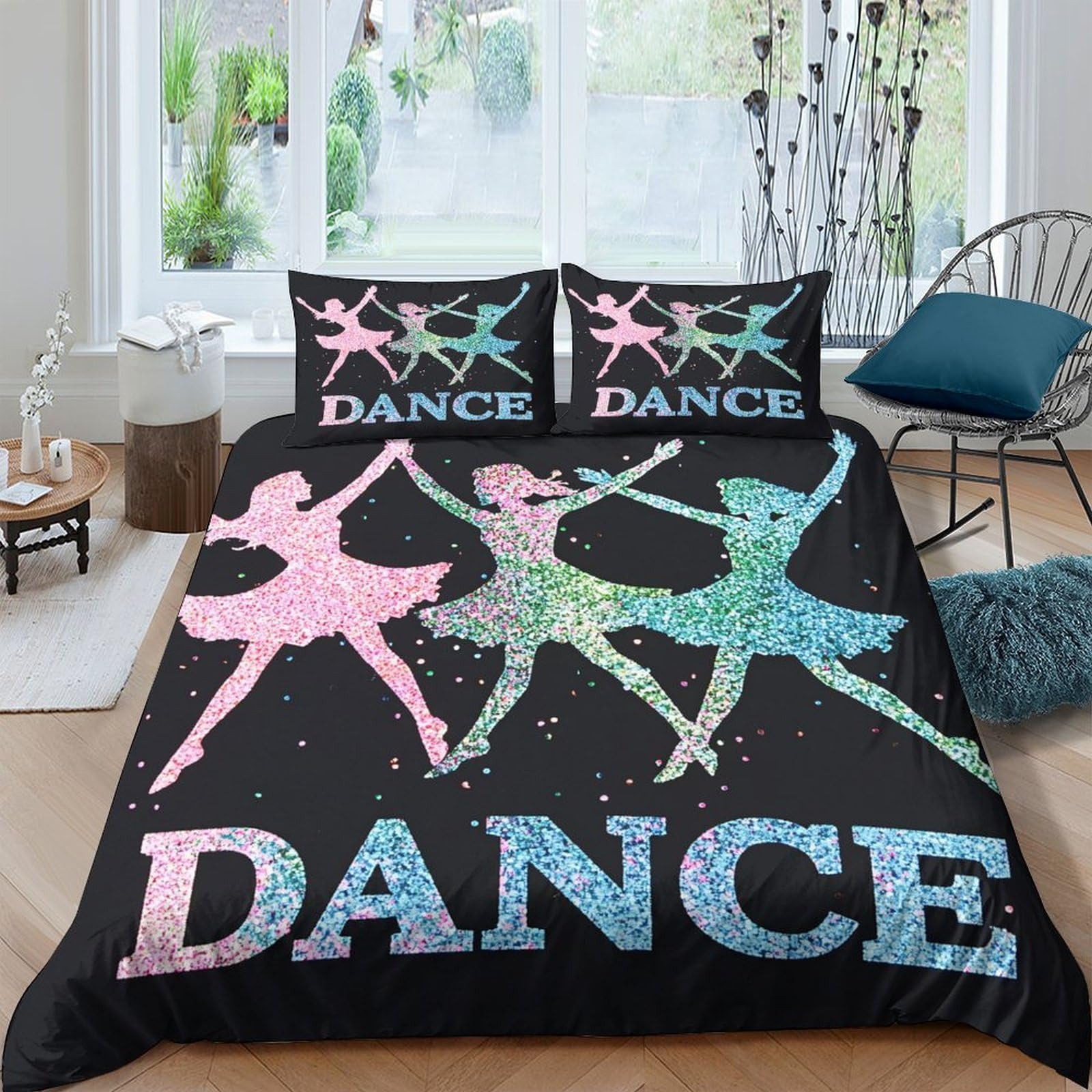 Ctjqhvkz Style-6 3D Printed Ballet Dancer Fitted Sheet Microfiber Colourful Silhouette Bed Cover For Bedroom Dorm Mattress Decor Single（135X200cm）