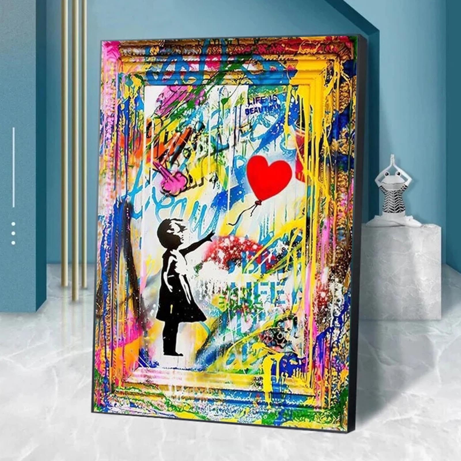 Amazon.co.jp: グラフィティバンクシーキャンバス絵画壁アート抽象 