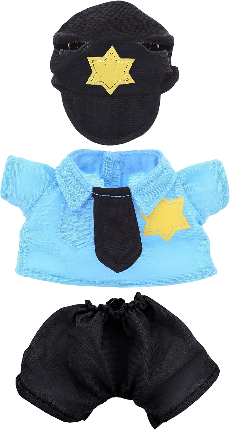 DolliBu Police Officer Dress Up Set for Teddy Bear Plush Toy - Police Outfit for Stuffed Animals, Cute Set of Police Hat, Shirt, Pants for Teddy Bear