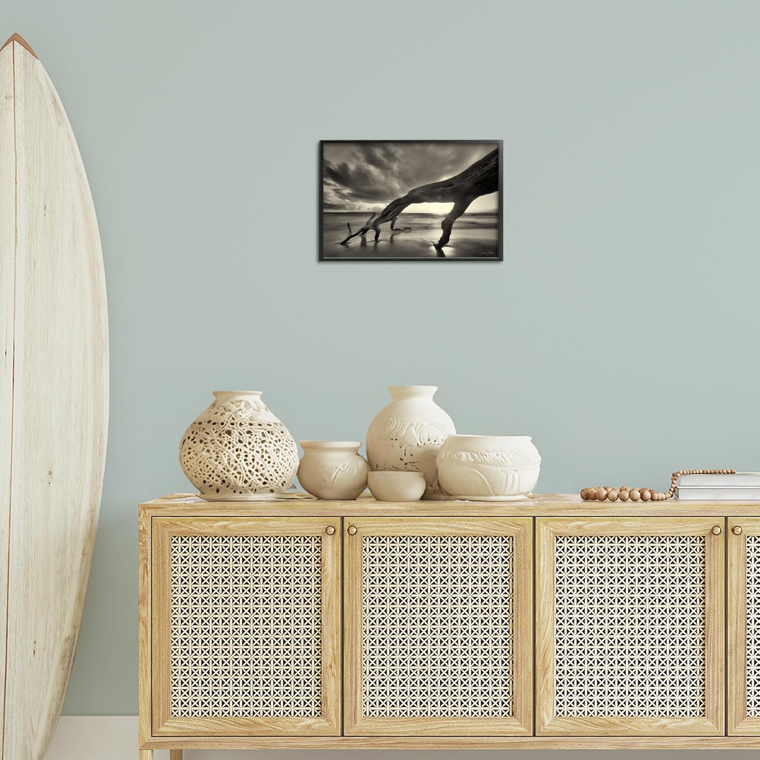 Stupell Industries Tree Trunk on Shore Framed Giclee Art Design by Dennis Frates