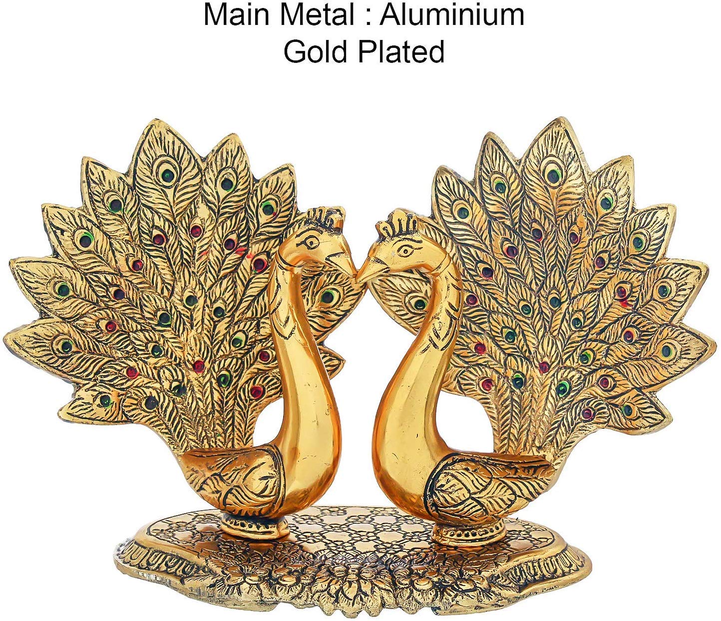 Prince Home Decor & Gifts Metal Handcrafted Pair of Kissing Duck Metal Decorative Showpiece Peacock Pair Decorative Showpiece(Aluminium, Gold) - Image 3 thumbnail
