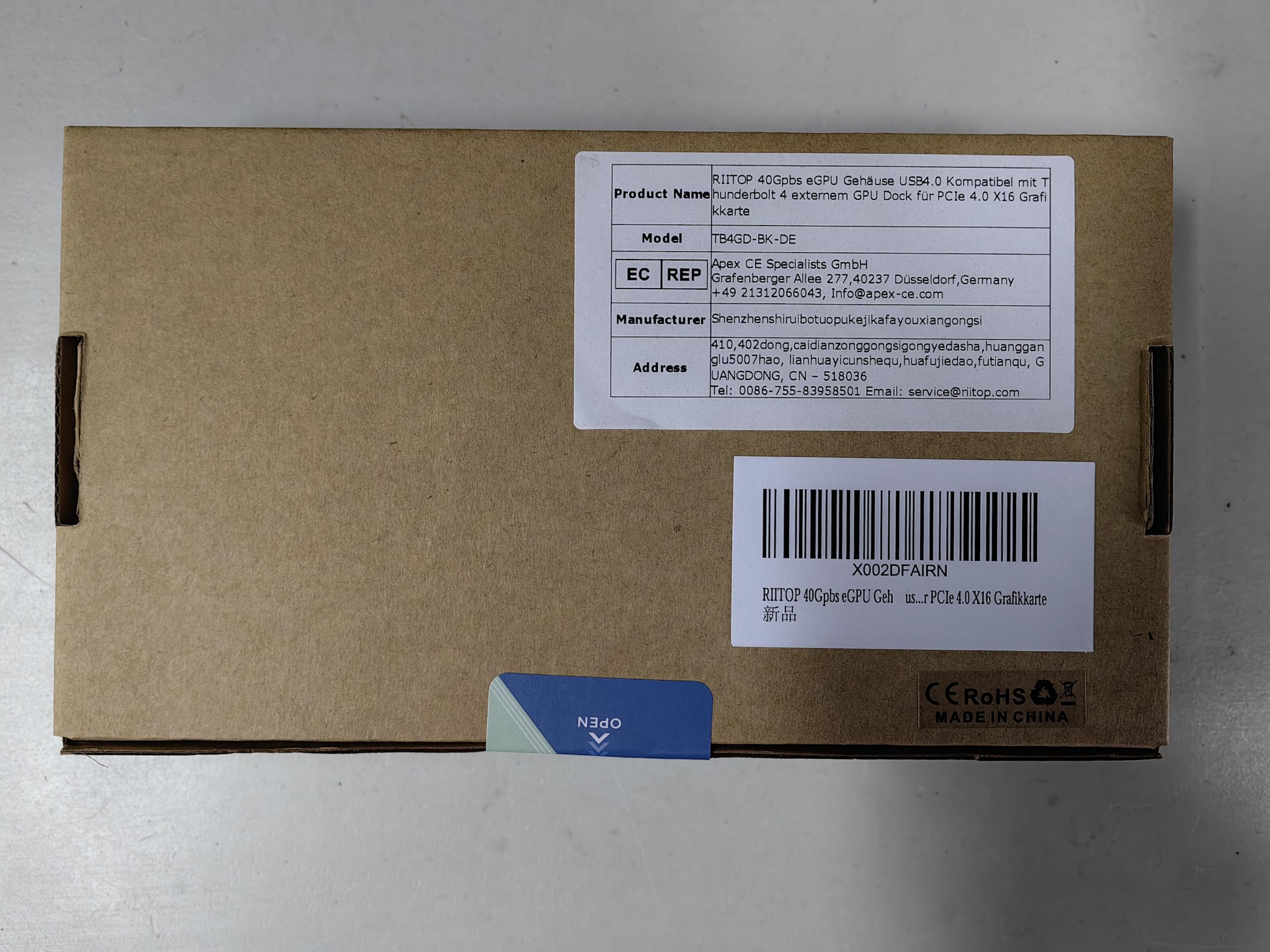 RIITOP Alloggiamento eGPU da 40 Gpbs USB4.0 compatibile con Dock GPU esterno Thunderbolt 4 per scheda grafica PCIe 4.0 X16