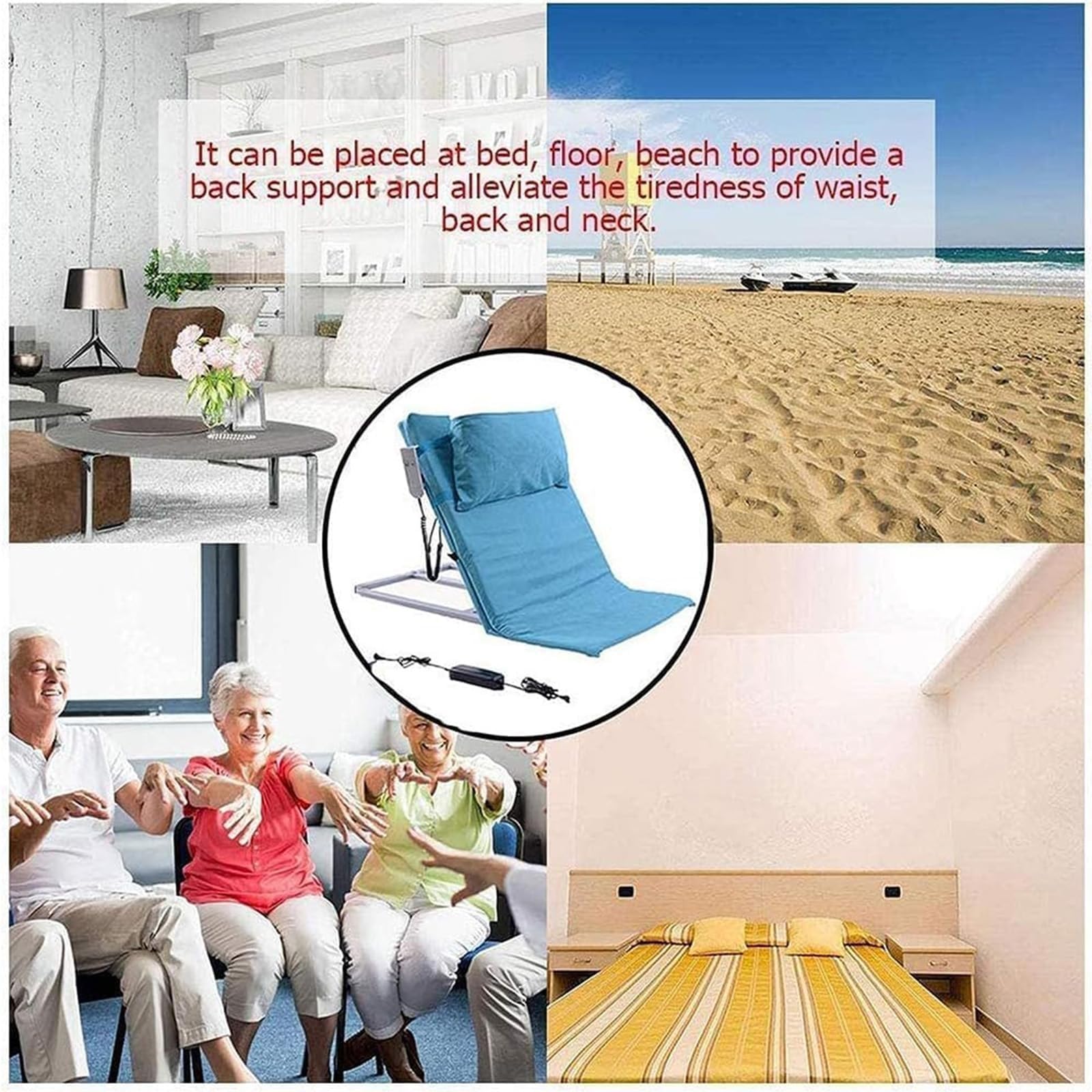 Respaldo de cama eléctrico ajustable con mando a distancia para sentarse y soporte lumbar, ideal para ancianos y comodidad