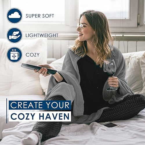 Miniatura 3 de Manta de forro polar tamaño FullQueen  Cómoda manta de forro polar supersuave tamaño Full  Manta ligera para todas las estaciones  Suaves y lujosas