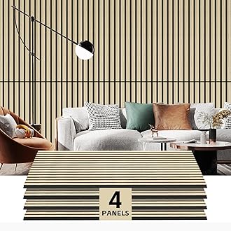 RITOLLO 4 Pack Wood Panels for Wall - 47.2"×23.6" Wood Slat Acoustic Panels for Wall, Soundproof Panels, 3D Fluted Panels for Interior Wall Decor (Natural Oak)