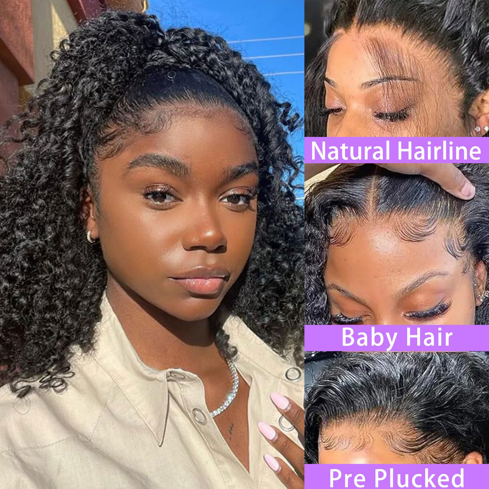 14 Inch Bob Wig 13x6 Frontal Lace 200% Density Human Hair Pre Plucked Orange Ginger Curly Bob Wig Human Hair 14 Inch 200% Density  main image 3