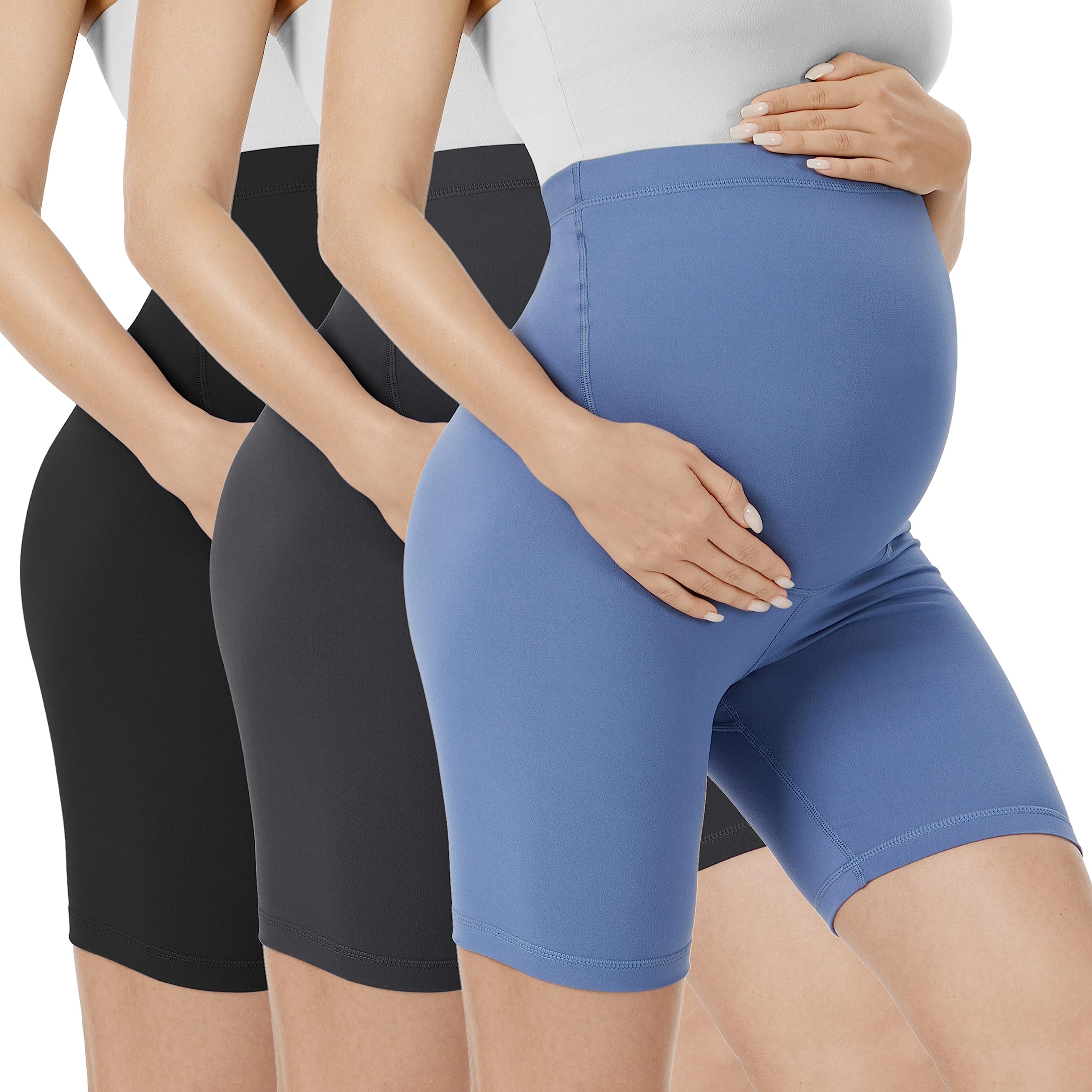 VALANDY Creamlush Maternity Shorts Over The Belly Pregnancy Biker Shorts Lounge Yoga Pants (S-XL) — view 15