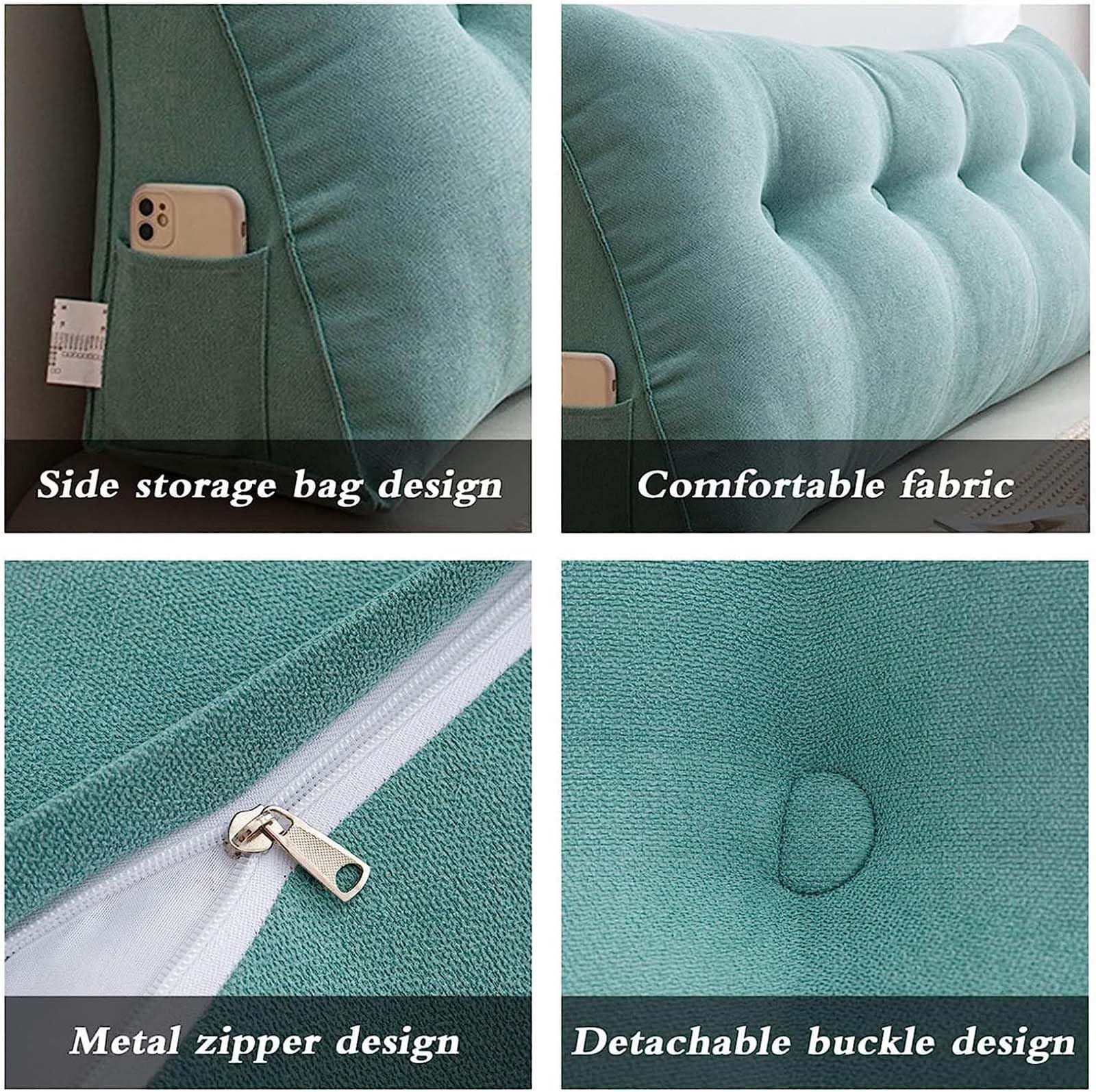 FJAUOQ Cuscino A Cuneo Triangolare Cuscino da Lettura Testiera Schienale Testiera Removibile Cuscino Lombare A Cuneo Sostegno Posizionamento Bolster per Camera Divano Letto,006,100x50cm