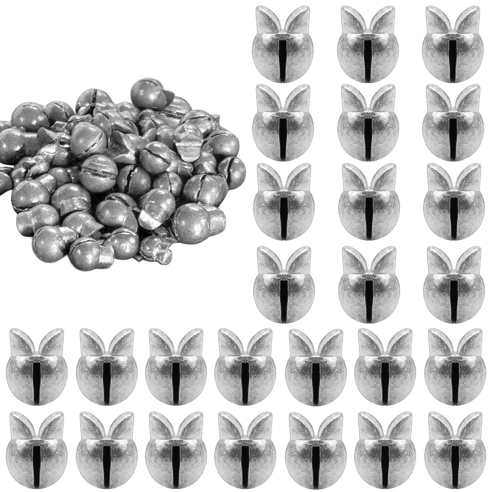 100Pcs Split Shot Fishing Weights Sinkers, Large Capacity Removable Lead Assortment Open Mouth Design Weights Clip On Fishing Accessories for Freshwater Saltwater