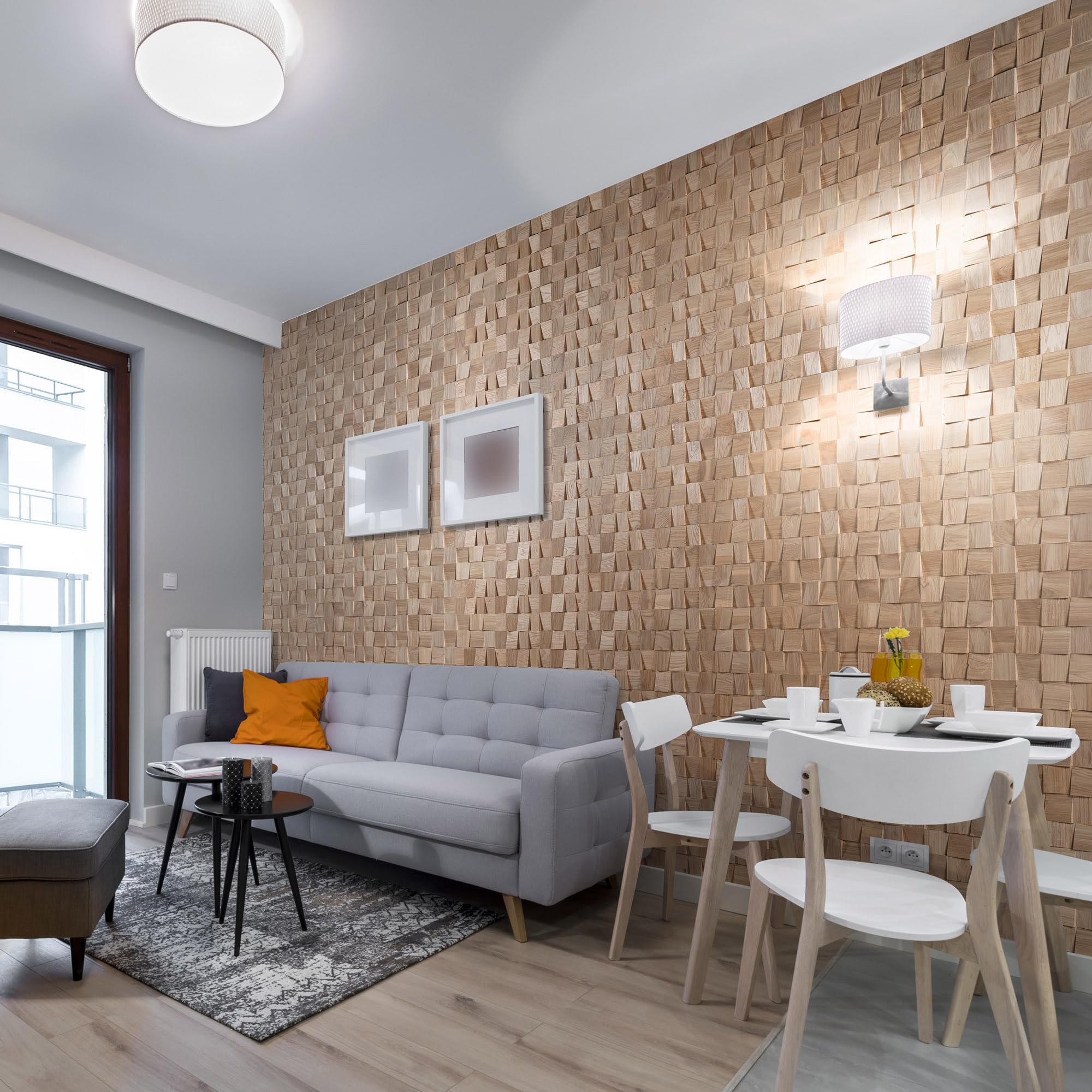 Revestimiento de pared de madera con aspecto 3D Natural de roble, paneles de madera para decoración de paredes, revestimiento de madera, pared de madera, diseño de pared del modelo Dominus de Wooden