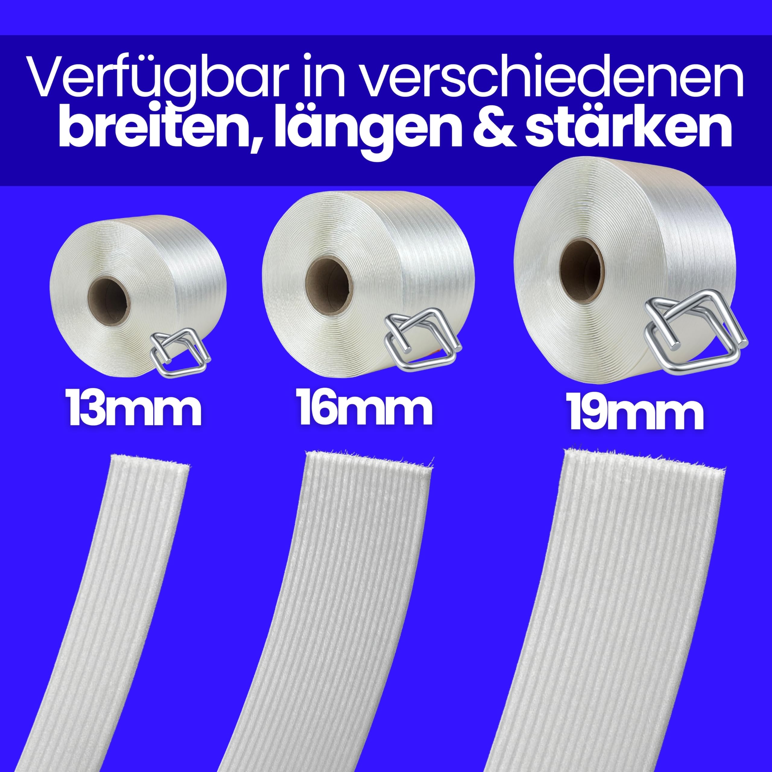 Umreifungsband | Polyesterband | PET-Band für Transportsicherung und Verpackung | Premium Qualität (16mm/850m/480kg)
