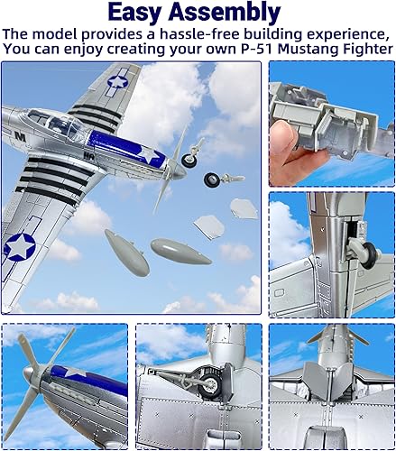 Miniatura 2 de TKXOX P-51 Mustang Modelo Kit, 148 de plástico avión de combate modelo para entusiastas militares, Fighter of World War II P-51D Model Building