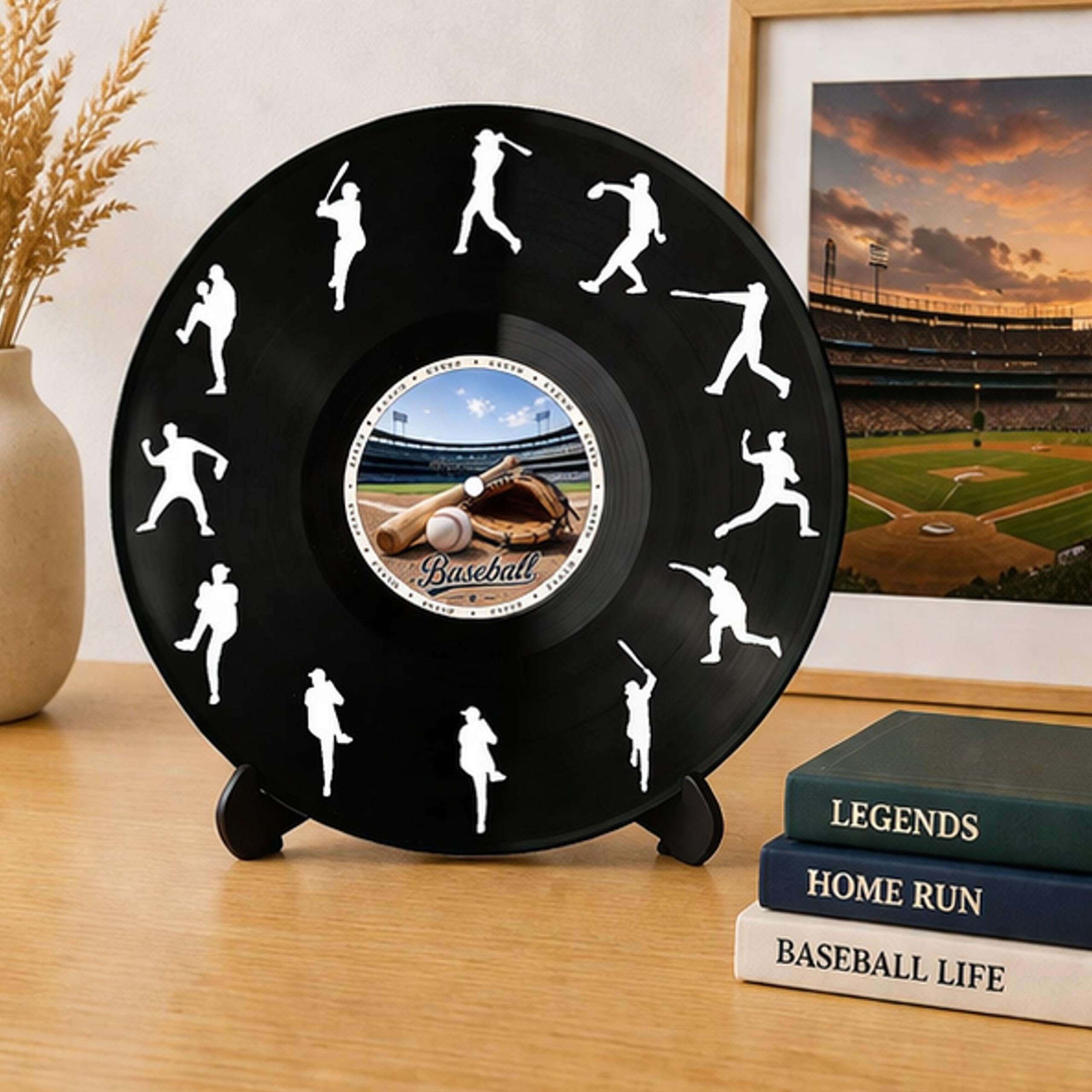 EVEVO D0033 - Decorazione da parete a forma di disco di baseball, in vinile, ideale come regalo per gli appassionati di baseball