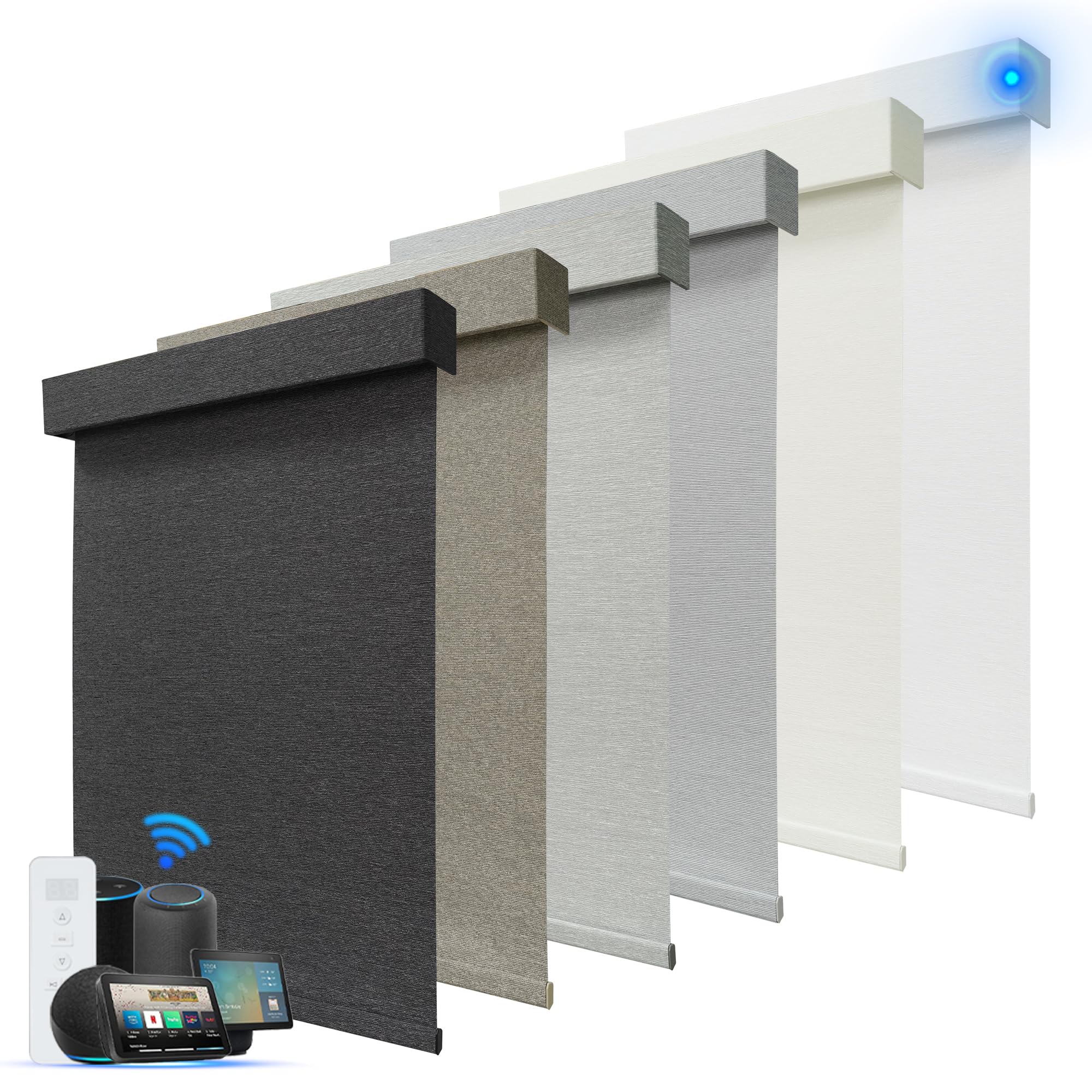 Blindify Motorized Blinds with Remote, Blackout Smart Roller Blinds Compatible with Apple Homekit Google Home and Alexa, Automatic Window Blinds Customize, Black