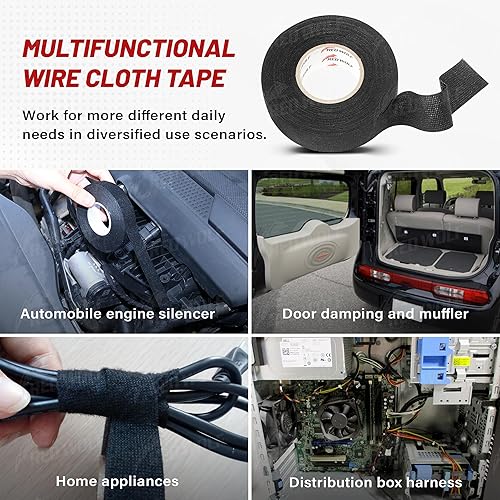 Miniatura 6 de RED WOLF Cinta de tela para arnés de cable, 1 pulgada x 50 pies, arnés de cableado eléctrico, flexibilidad, alta resistencia a la abrasión, adhesivo