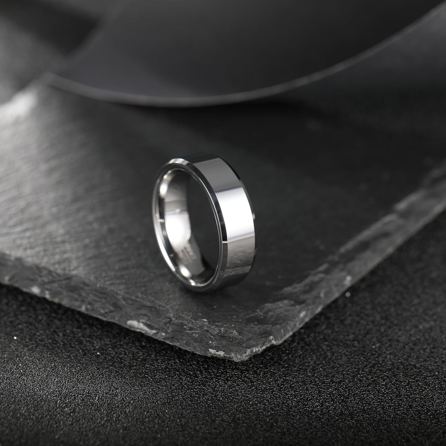 Vakki Tungsten Ring for Men 4mm 6mm 8mm Silver Plain Engagement Wedding Band High Polish Finish and Beveled Edges Comfort Fit Size 5-12 - Image 4