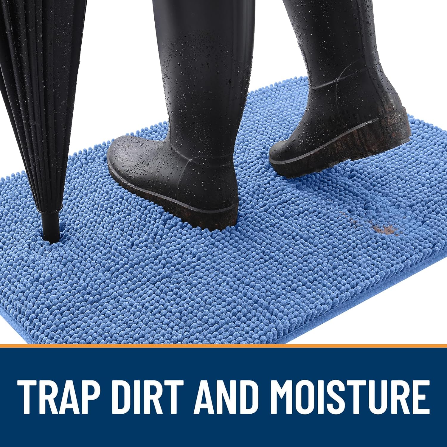 olanly dog door mat for muddy paws 36x24, absorbs moisture and dirt, absorbent non-slip washable doormat, quick dry chenille mud mat, entry indoor entryway carpet for inside floor, cornflower blue cornflower blue solid 36" x 24"