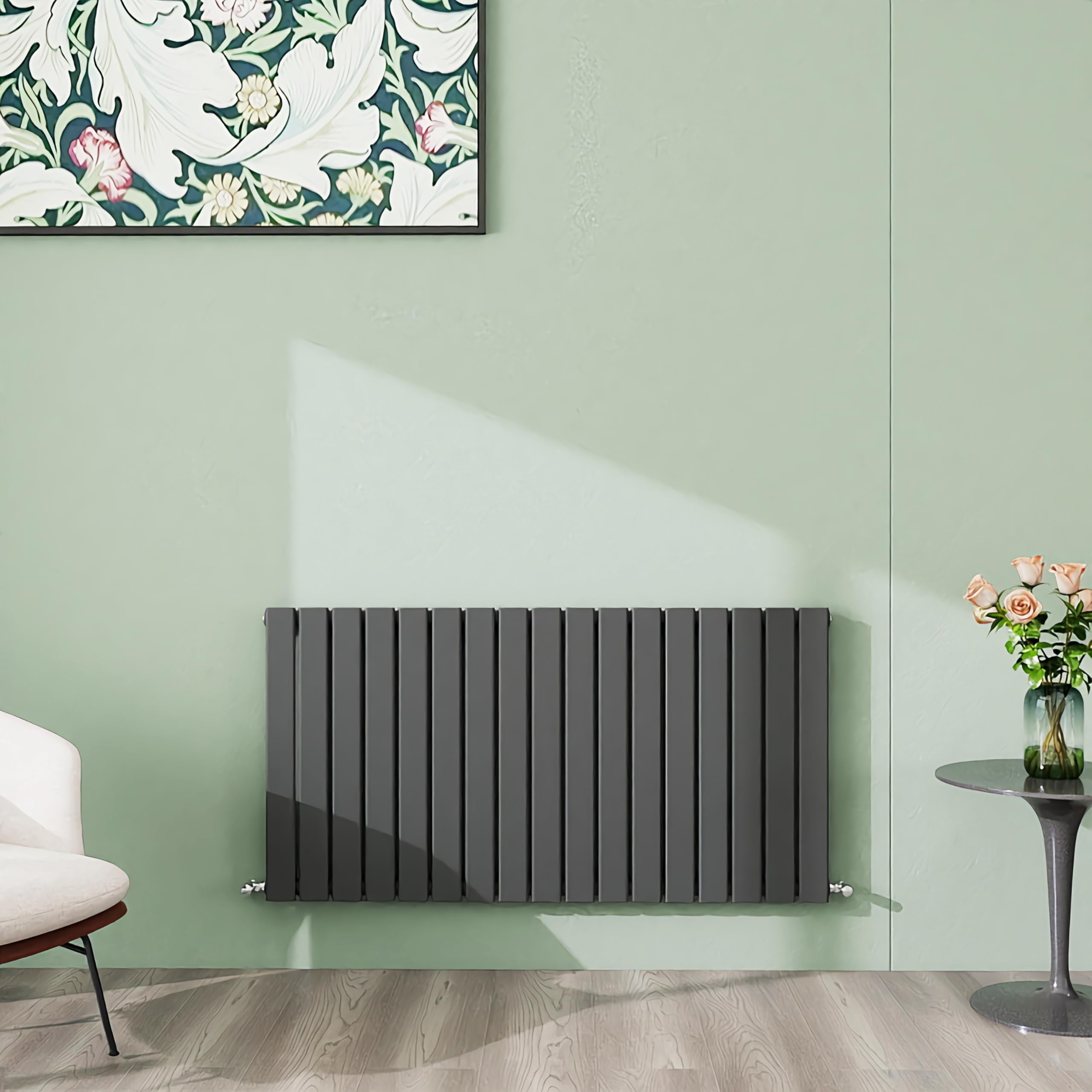 Simple Bathrooms Anthracite Simple Bathroom 600×1156Mm Horizontal Designer Radiator Single Panel Modern Central Heating Flat Panel Radiators