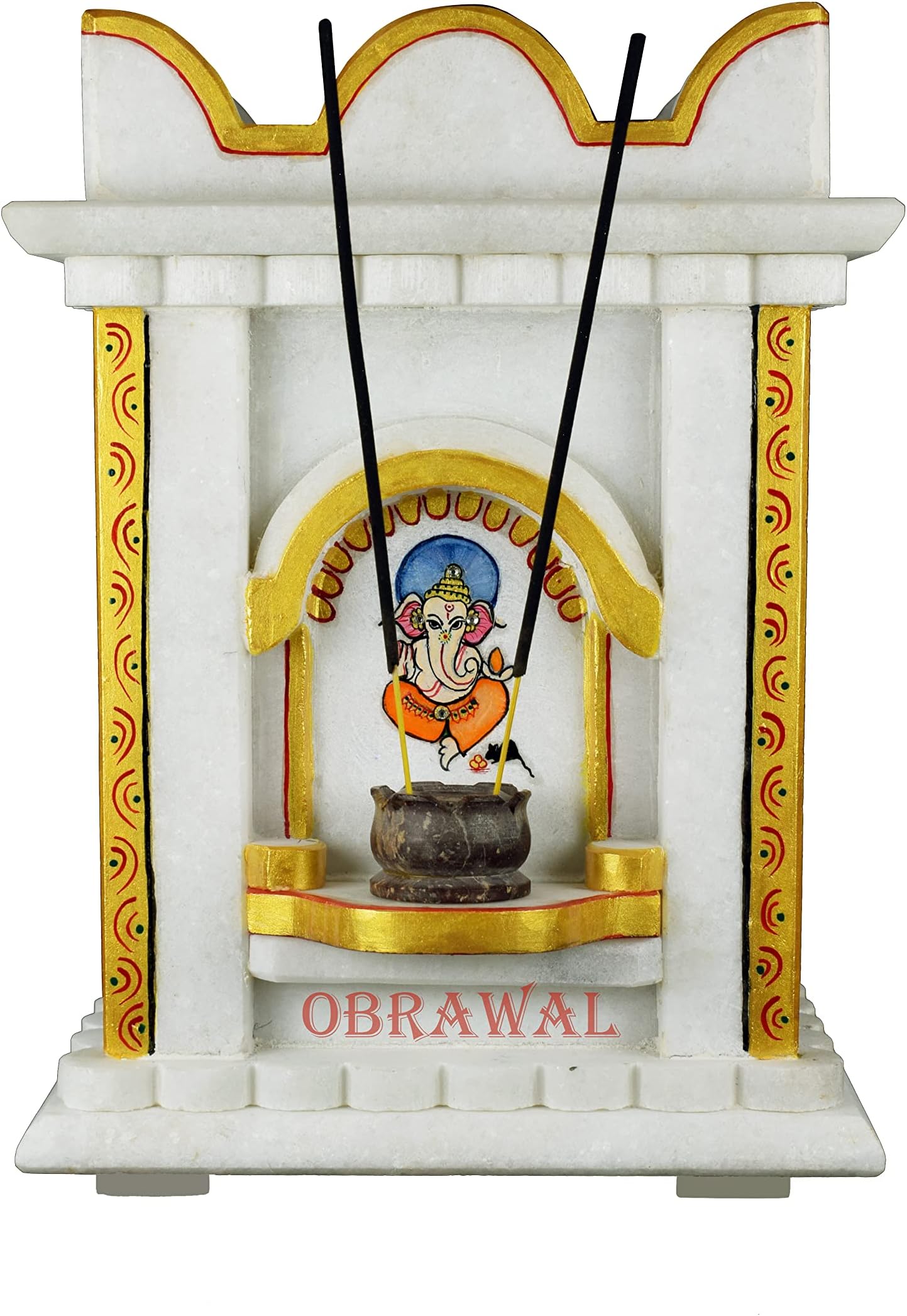 Marble Tulsi Pot | Tulsi Planter | Gardening Tulsi Planter | White Marble | Handpainted - 9 x 9 x 12 Inch, Approx. [ L x W x H ]