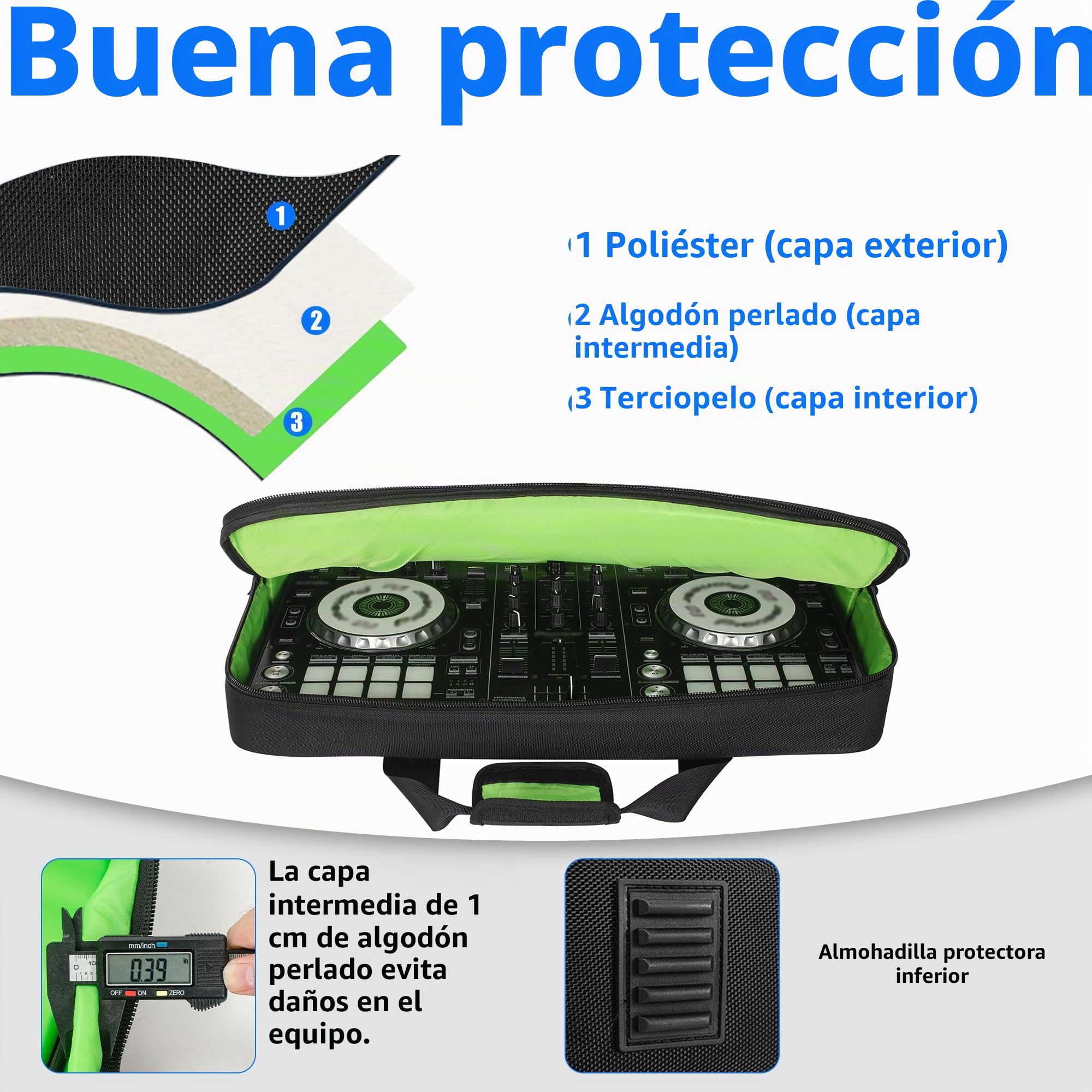 OUUTMEE Bolsa para Controlador DJ, Funda para Controlador DJ, Estuche Protector para DJ con Bandolera, Adecuada para Pioneer DDJ 400 DJ Lite SB 2 3 SB2 DJ RB, Negro, S-50 x 30 x/CM