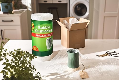 Miniatura 6 de Duck Brand Bubble Wrap - Embalaje protector original, 12 pulgadas de ancho x 30 pies de largo, rollo individual (393251), transparente