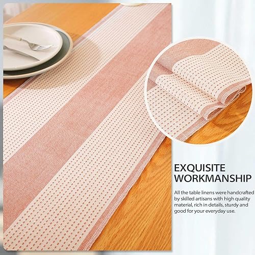 Miniatura 6 de Camino de mesa rústico de granja de 90 lches, estilo arpillera largo, 13 x 90 pulgadas, camino de mesa trenzado hecho a mano con borlas para